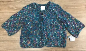 Women’s Knit Cropped Sweater Cardigan Snap Button 3/4 Bell Sleeve XL Relativity - Picture 1 of 7