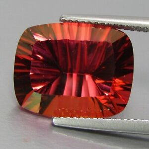 26.97Cts Natural Precision Orange Color Coated Topaz Concave Cut Gemstone VDO