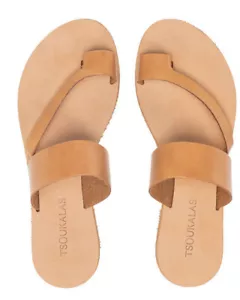 Antike griechische Echtledersandalen Damen Zehenring Stil handgefertigte Rutsche flach - Bild 1 von 3