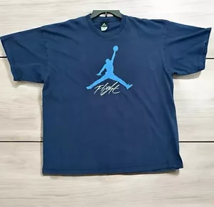 Vintage 90s Air Jordan Flight Nike Baby Blue Men T Shirt Made USA 2XL XXL - Picture 1 of 8