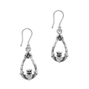 Celta Claddagh Pendientes 925er Plata Símbolo Joya Nuevo - Picture 1 of 1