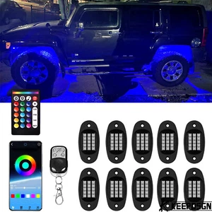 For Hummer H1 H2 H3 10X RGB LED Rock Lights Neon Underglow LED Kit Bluetooth APP - Picture 1 of 8