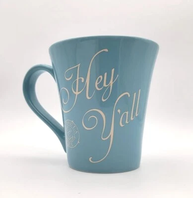 Taza de té café del sur de gres Paula Deen "Hey Y'all" Blue Store Collection Foto 1 de 4