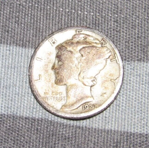 Toned Silver 1927 p Phil. Mint 10 Cent Mercury Winged Dime Post WWI Era coin Cover