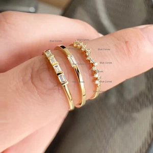 Real SI Clarity I Color Diamond Wedding Band Ring Solid 14k Yellow Gold Jewelry - Picture 1 of 3