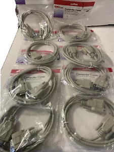 Set Of 8- 6ft DB9 DB 9 9-Pin RS-232 Female to Male F/M Computer Cable 45-308 - Picture 1 of 4