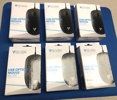 LOT OF 6X NEW V SEVEN USB OPTICAL MOUSE **V7|MU200** - Image 1 of 4