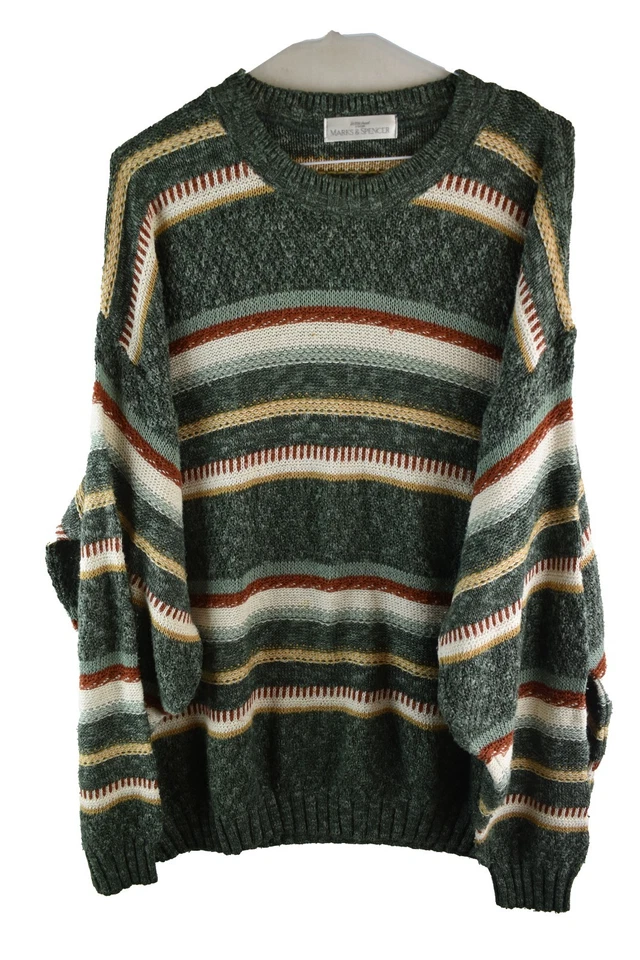 Marks & Spencer ST Michaels Mens Green knitted granny  Jumper Size 44/46 Vintage - Image 1 of 4