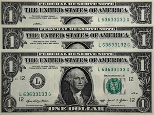 (2) Trinary Bills Within (3) Sequential Serial #'S | CRISP | UNCIRCULATED| RARE - Picture 1 of 5