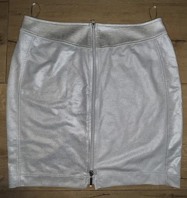 sehr schöner silberfarbener Sexy Mini Rock mit Frontzip Gr. M 40/42 - Bild 1 von 4