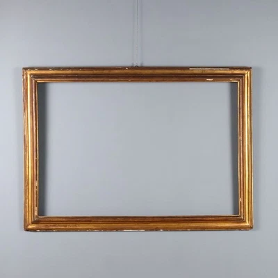 Cadre Ancien Sapin Décoration Feuille d'Or Italie XIXe Siècle Original - Photo 1/4