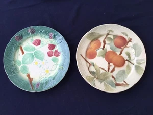 Antique French Barbotine Majolica Plates K&G of Lunevile c.1890s Nice Set of 2 - Picture 1 of 8