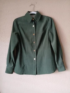 St. John Sport Top Damen Petite Green Knopfleiste Stretch Goldknöpfe Logo - Bild 1 von 10