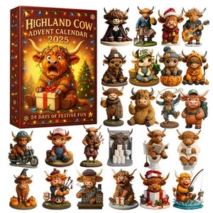 Calendario dell'Avvento 2025 Divertente Mucca delle Highlands, 24 Giorni Calendario Conto alla Rovescia Natale - Foto 1 di 7