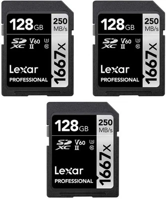 Lexar LSD128CBNA1667 Professional SDHC/SDXC 1667x UHS-II 128GB Memory Card... - Image 1 of 2
