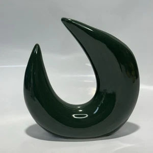 Vintage Japanese MCM Green Crescent Ikebana Vase Modernist Modern - Picture 1 of 9