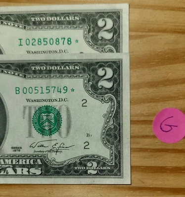 1976 $2.00 Bills. Star 🌟 Notes Qty: 2. 1976 & 2003. Lot (G) ** LOOK ** - Image 1 of 4