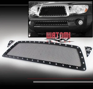 FOR 05-10 TACOMA MAIN HOOD UPPER RIVET STAINLESS STEEL MESH GRILLE GRILL BLACK - Picture 1 of 4