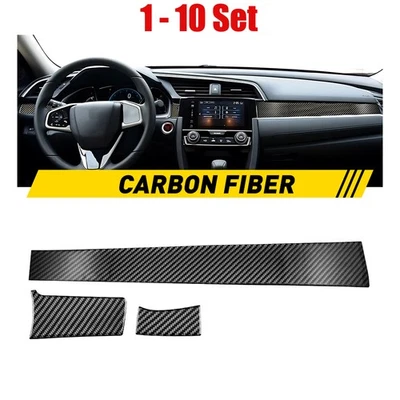 Conjunto 1-10 painéis centrais console painel acabamento fibra de carbono para Honda Civic 2016-21 - Imagem 1 de 4