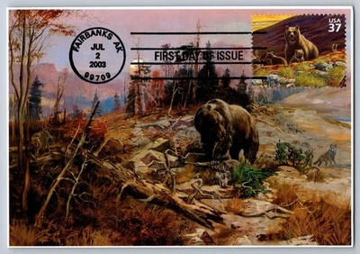 #3802e Arctic Tundra Grizzly Bear FDC Maxi Card - Image 1 of 2