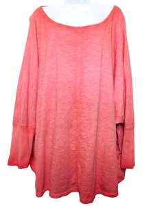 Seven7 Dolman Batwing Sleeve Top Plus 2X Round Neck Tangerine Ombre Cotton - Picture 1 of 10