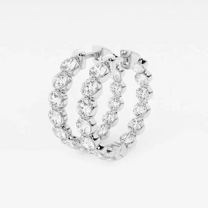 5.00 Ct Round Cut Lab Grown Diamond Stud Hoop Earrings 14k Gold IGI Certified - Picture 1 of 7