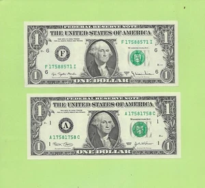 '1757 8571 & 1758 1758' .. MATCHING (2) .. UNCIRC $1  RADAR & REPEATER NOTES - Picture 1 of 2