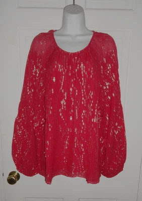 NWT LILLY PULITZER MALBEC RED FISH CLIP CHIFFON NORALEEN SILK TOP BLOUSE XL - Image 1 of 4