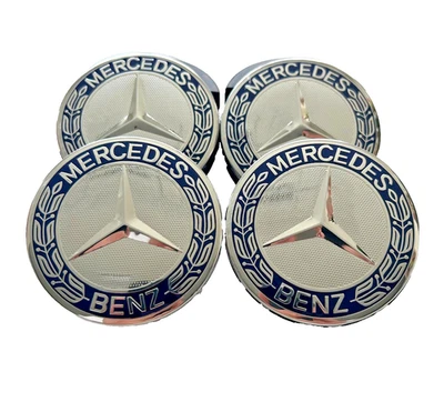Tapacubos centrales de rueda azul marino para Mercedes 4 piezas Foto 1 de 4