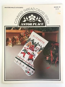 SKATERS WALTZ STOCKING Counted Cross Stitch Pattern Book 33 by Astor Place - Picture 1 of 1