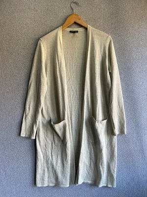 Cárdigan para mujer Eileen Fisher PM marfil mezcla de lino bolsillos abiertos minimalista Foto 1 de 4