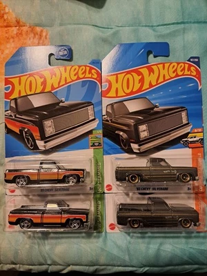 🔥Hot Wheels '83 Chevy Silverado -2 "67 Chevy C-10 "Lote de 4 camiones geniales - ¡Como nuevo!!🔥 Foto 1 de 4