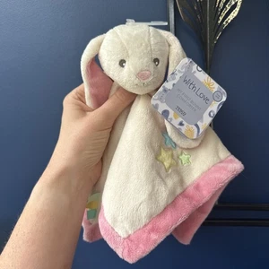 Edredón Tesco With Love Bunny Rabbit Crema Rosa Estrellas Blankie Peluche Suave nuevo con etiquetas - Imagen 1 de 9