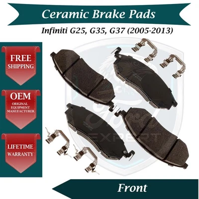 Kit de pastillas de freno delanteras de cerámica premium OE para Infiniti G25 G35 G37 2005-2013 Foto 1 de 4
