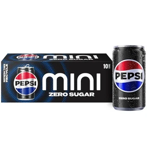 Pepsi Zero Sugar Cola Soda Pop, 7.5 Ounce Mini Cans, Fl Oz (Pack of 10)  - Picture 1 of 6