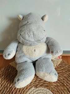 The Baby Collection Nicotoy Grey Blue Ecru Hippo Plush Plush - Picture 1 of 5