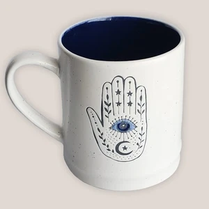 Stay Wild Moon Child Evil Eye Hamsa Hand weiß blau Kaffeebecher Teetasse Celestial - Bild 1 von 7