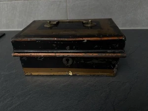 Vintage/Antique? Cash Tin with Money Tray. No Key. Needs some TLC. - Picture 1 of 16