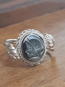 ANELLO ARGENTO 925 donna Ring Woman Sterling Soldato Romano Cammeo Onice Onyx - Foto 1 di 5