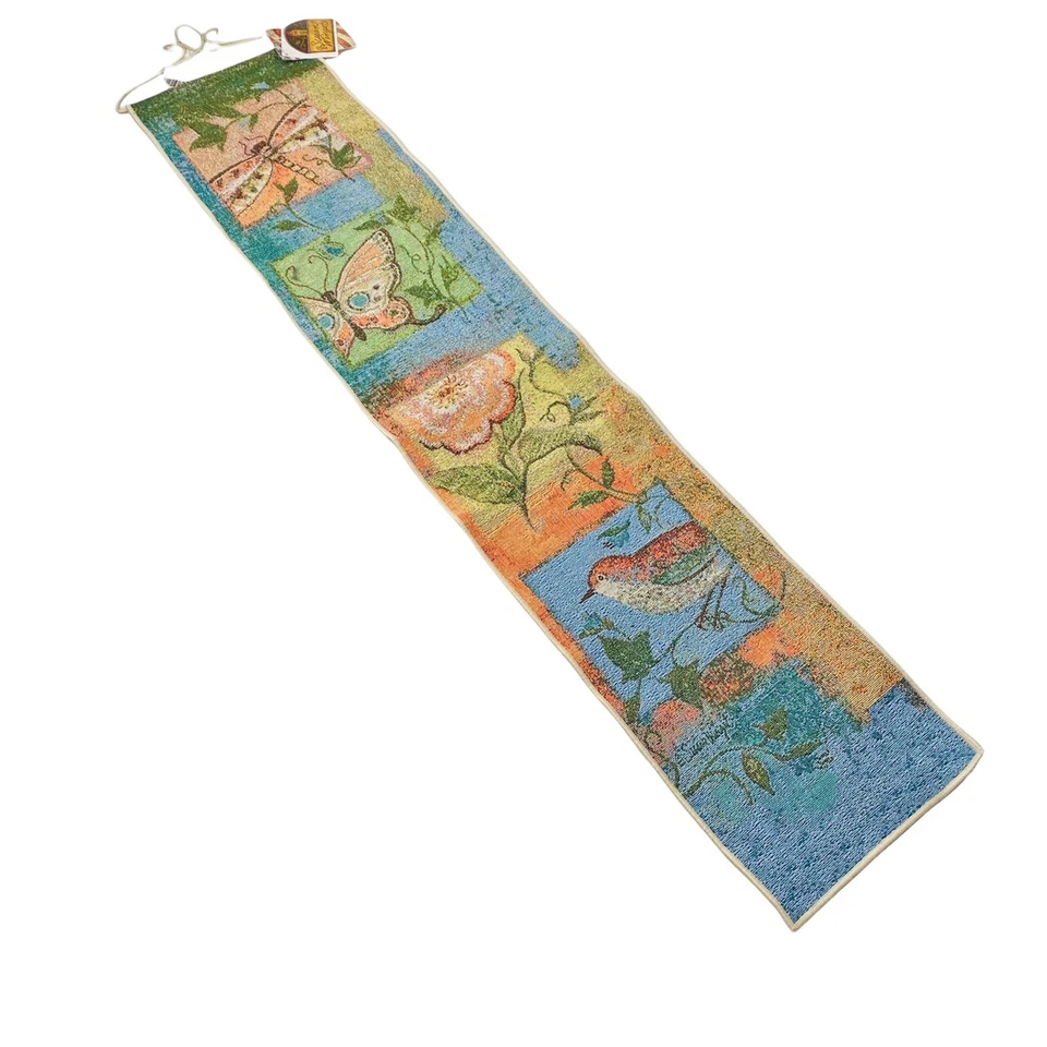 Nature Brights Butterfly Dragonfly Bird Rose Tapestry Wall Hanging Bellpull  - Image 1 of 1