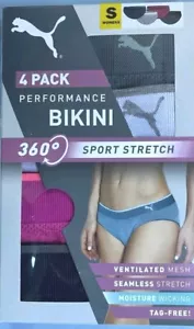 Puma 4 Pack Performance Bikini 360° Sport Stretch Seamless Panties Womens SMALL - Picture 1 of 4