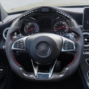 Fit 2016+ Mercedes-Benz AMG W205 S63 C63 SL Carbon Fiber Flat LED Steering Wheel - Bild 1 von 7