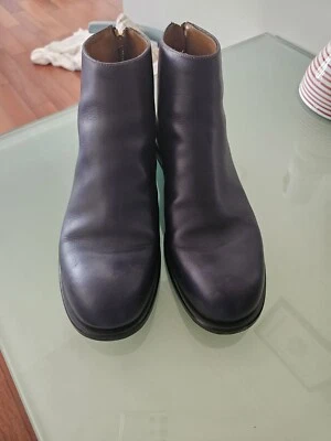 Jil Sander Dark Blue-Purple Leather Booties Size 39.5 - Image 1 of 4