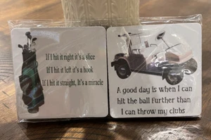 Golf Clubs Golfer GOLF CART Foam Coaster Set of 4  New - Picture 1 of 6