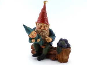 Gnome on Log with Toddler Figurine Berries Fairy Garden Décor - Picture 1 of 11