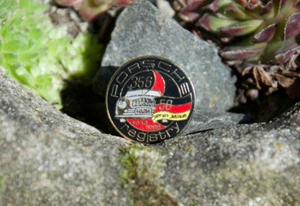 VINTAGE ENAMEL AUTOMOBILE CAR PIN / BUTTON # PORSCHE 356 REGISTRY 50 JEARS 1998 - Picture 1 of 2