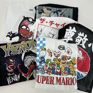 Lot Of 6 Graphic Shirts Mens Medium Mario Marvel Star Wars Anime Tees - Picture 1 of 24