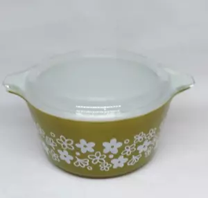 Vintage Pyrex Spring Blossom Crazy Daisy 1 cuarto con cubierta 473 - Imagen 1 de 11