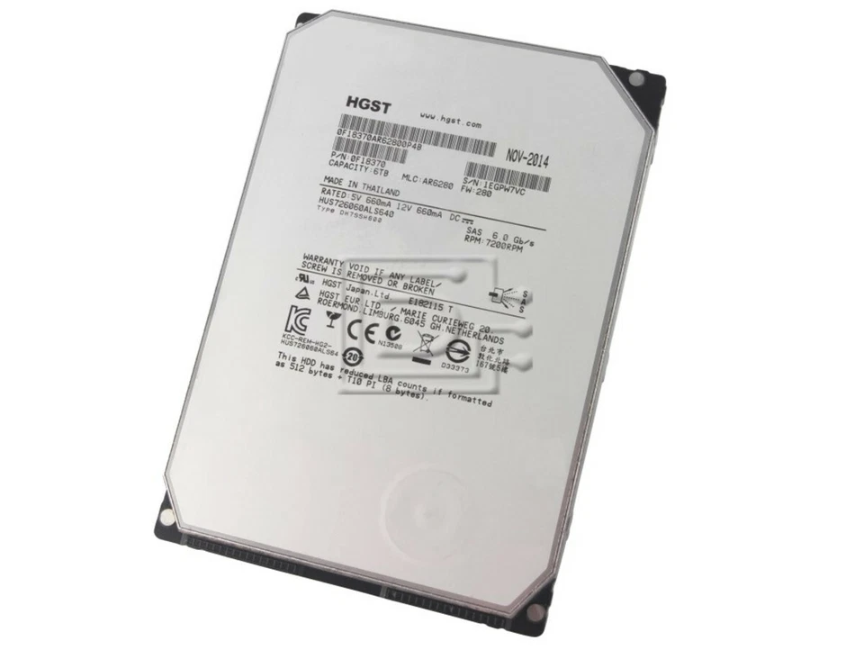 HITACHI 6TB 6G 7.2K SAS 3.5" HARD DRIVE HUS726060ALS640 - Image 1 of 1