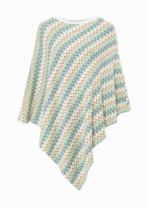 Poncho im graphischem Muster Wollweiß/Multi Graphisch Damen Pullover Neu* - Bild 1 von 1